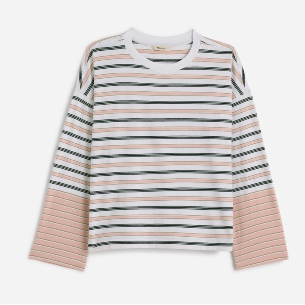NWT Madewell Easy Stripe Crewneck Long Sleeve T-Shirt